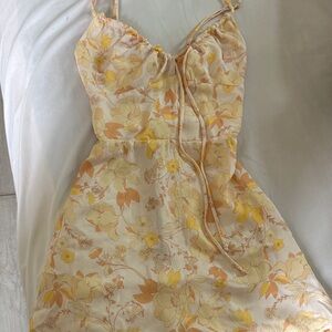RESA Yellow Peach Floral Slip Mini Dress